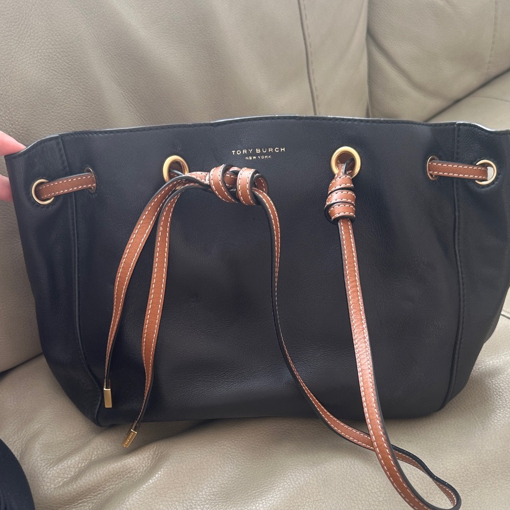 Tory Burch Black and Brown Leather Shoulder Bag